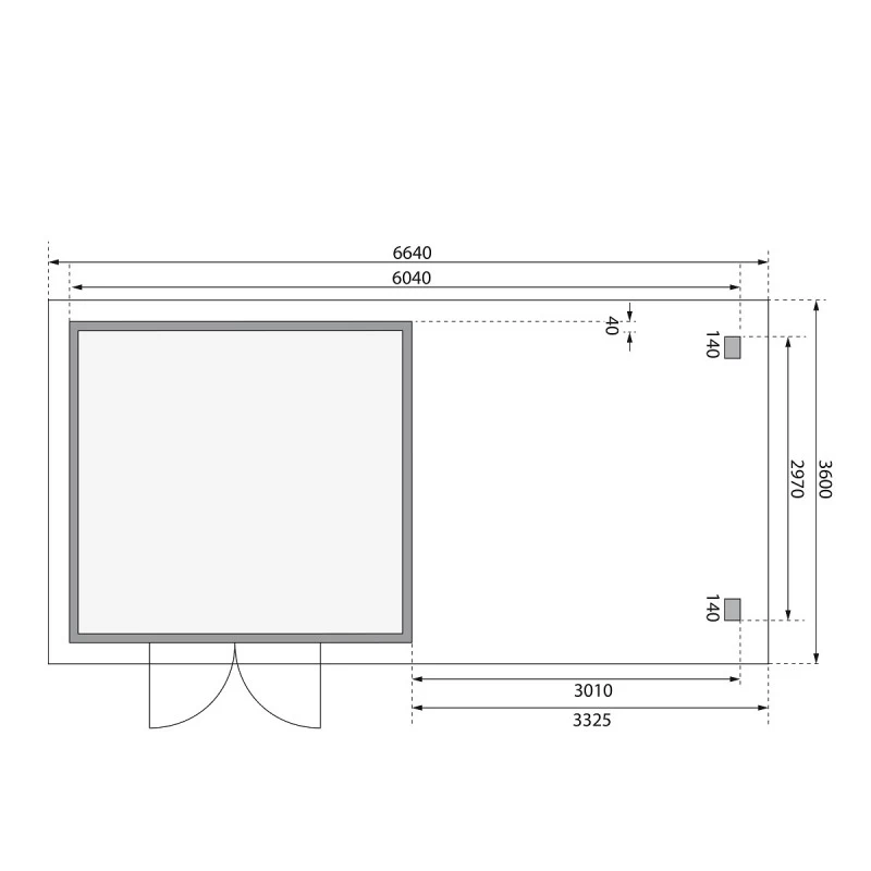 Abri Toit Plat 9,55m² Bois Massif 40mm Northeim 3 Avec Appentis 330cm – Karibu – Image 3