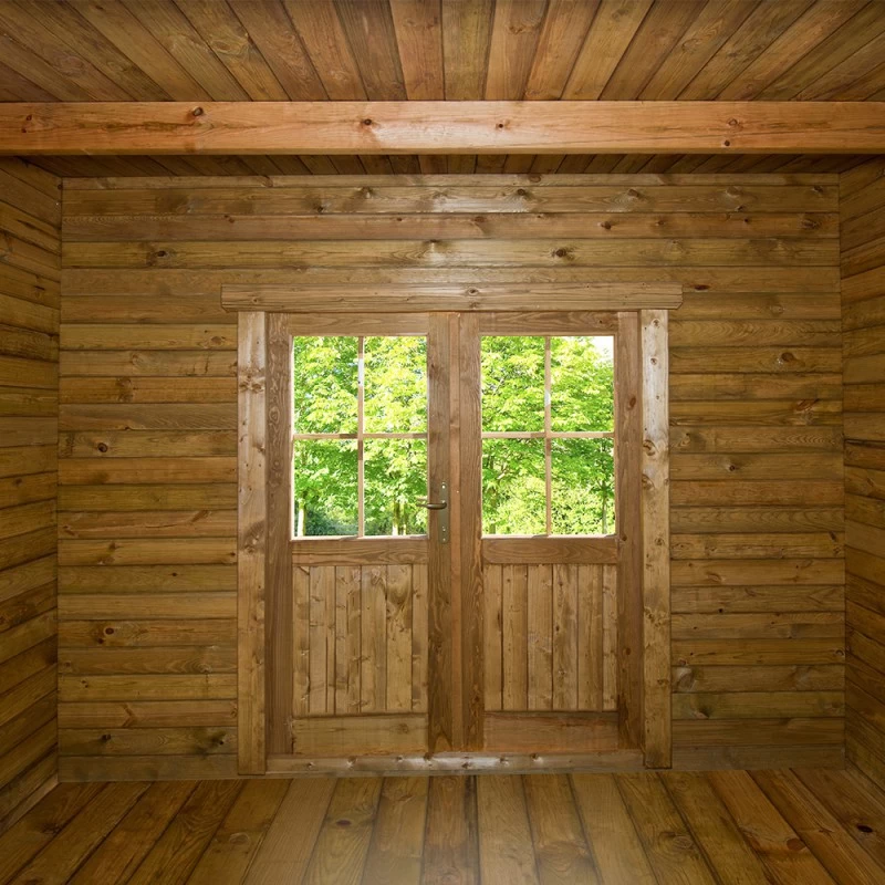 Abri Toit Plat 9m² PLUS 40mm + Terrasse 9m² Traité Marron Gardy Shelter – Image 2