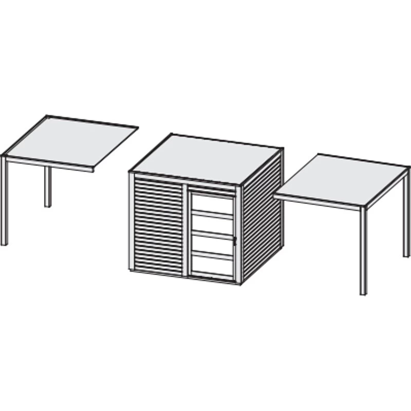 Abri Toit Plat En Bois Massif 19mm Qubic 6,05m² + Appentis 5,6m² Gris Terre - Karibu – Image 4