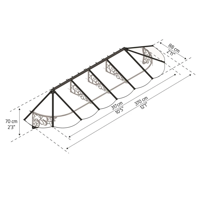 Auvent Marquise En Polycarbonate 4mm Lily XL™ 3600 – Canopia – Image 3