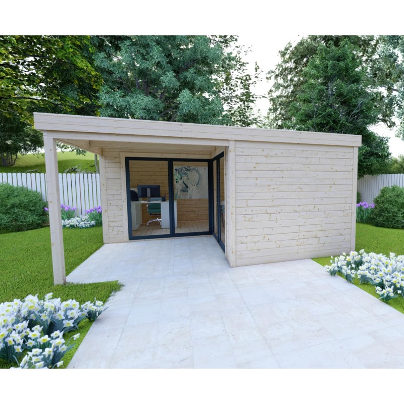 Bureau De Jardin En Bois Massif Avec Terrasse 18,6m² - Madriers 40mm Gardy Shelter – Image 4