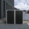 Cache-poubelle 2 Compartiments Müllbox En Aluminium Noir 2x240L – HIDE