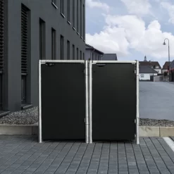 Cache-poubelle 2 Compartiments Müllbox En Aluminium Noir 2x240L – HIDE