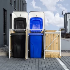 Cache-poubelle 2 Compartiments Müllbox En Bois Traité Naturel 2x140L – HIDE