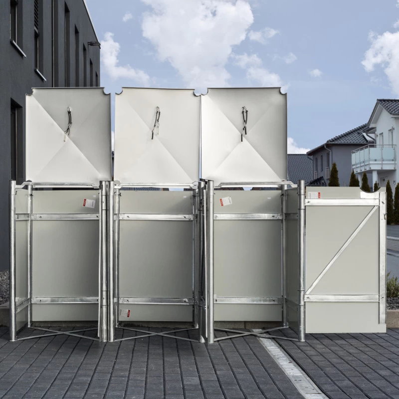 Cache-poubelle 3 Compartiments Müllbox En Aluminium Gris 3x140L – HIDE – Image 5