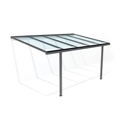 Carport Adossé 300x500cm En Aluminium Blanc H280cm Avec 2 Poteaux MARBELLA - GardenGate