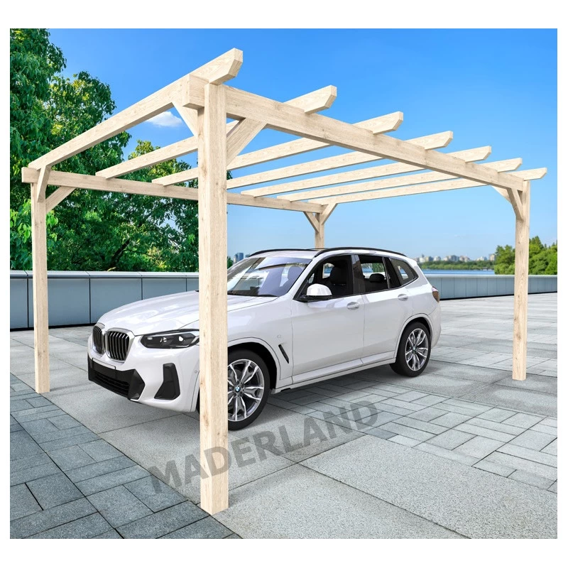 Carport Autoportant En Bois Lamellé-collé 600x400cm Badajoz – Maderland