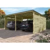 Carport Double En Bois Autoclave 38m² + Toit En Acier CÉSAR – Forest Style