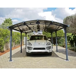 Carport En Alu Gris Et Polycarbonate 1 Voiture 23,3m² Arcadia™ 6400 – Canopia