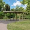 Carport En Bois Autoclave 26,9m² Et Toit En PVC Gris – KARIBU