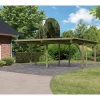 Carport En Pin Autoclave Avec Toit PVC 27,58m² + 2 Arcs D'entrée Karibu