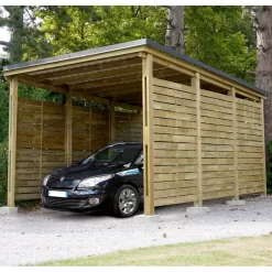 Carport Simple En Bois Autoclave 19,6m² + Toit En Acier César – Forest Style
