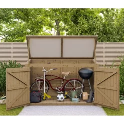 Coffre De Jardin En Bois Traité 28mm 2000L LARGO Blanc - Gardy Shelter