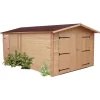 Garage En Douglas DENIS 21,15m² Madriers 28mm + Couverture Onduline - HABRITA
