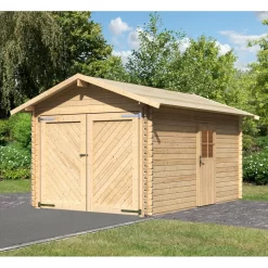 Garage En Bois Certifié 13,28m² – Madriers 28mm - Karibu