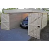 Garage En Bois Massif 21,46m² – Madriers 28mm – Toiture En Bac Acier – Habrita