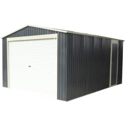 Garage Métal Anthracite 19,52m² Porte Enroulable + Kit D'ancrage X-METAL