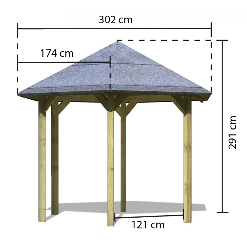 Kiosque En Bois Hexagonal Madrid - Diam. 3,49m - Karibu – Image 2