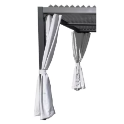 Kit De 2 Rideaux En Polyester Gris Perle Pour Pergola Miami - Couleurs Du Monde