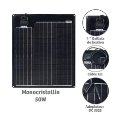 Panneau Solaire Semi-rigide Monocristallin 50W Izywatt – Orium