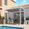 Pergola 100% Aluminium Coloris Blanc 12m² Avec Toile D'ombrage Gris 280gr/m² HABRITA
