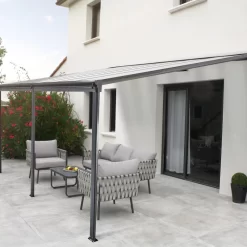 Pergola Adossée 435x300cm En Aluminium Noir Et Polycarbonate 4mm CIELO - DCB Garden