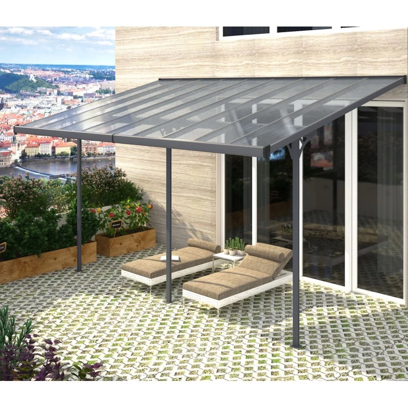 Pergola Adossée Ajustable - Toit De Terrasse En Alu 3,05x5,57m X-METAL