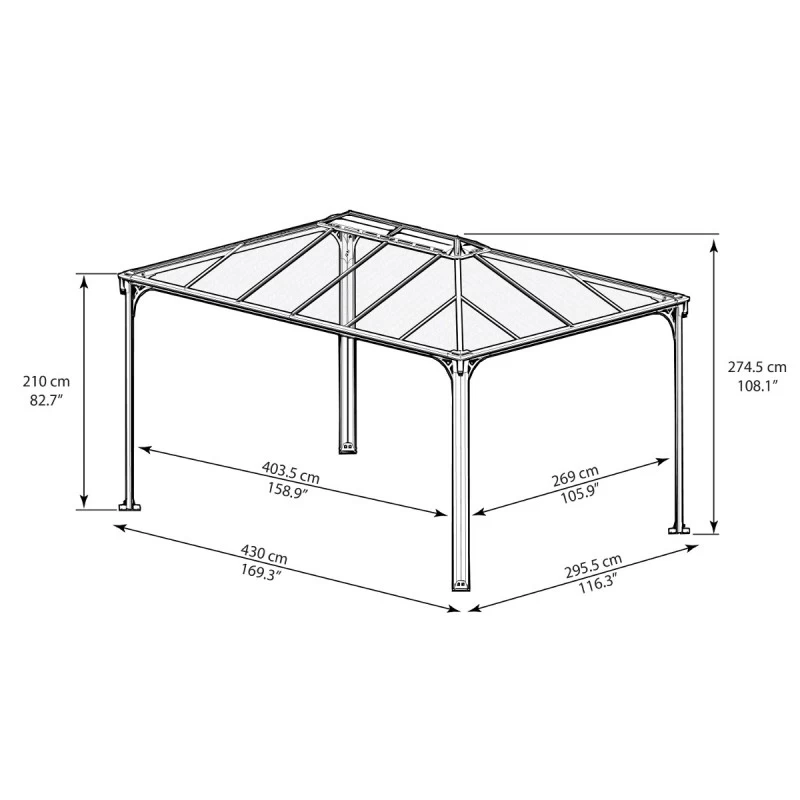 Pergola Aluminium Et Polycarbonate 430x295,5cm Martinique 4300 Palram - Canopia – Image 3