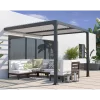 Pergola Adossée Bioclimatique 300x300cm Lames 13cm - Gris - MIAMI - Couleurs Du Monde