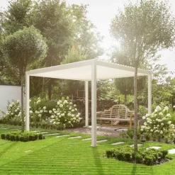 Pergola Bioclimatique Autoportante En Alu Blanc 3x3m Ombrea