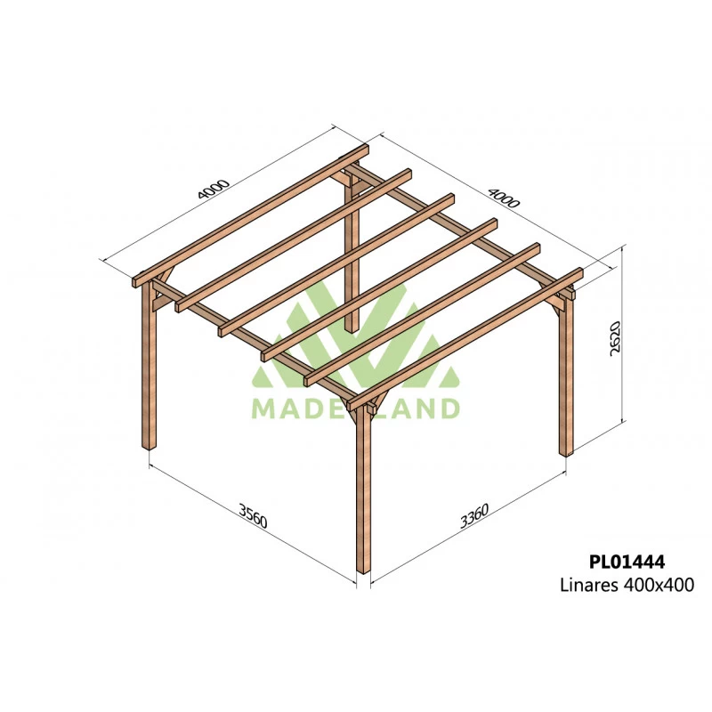 Pergola En Bois Lamellé-collé 400x400cm Linares – Maderland – Image 2