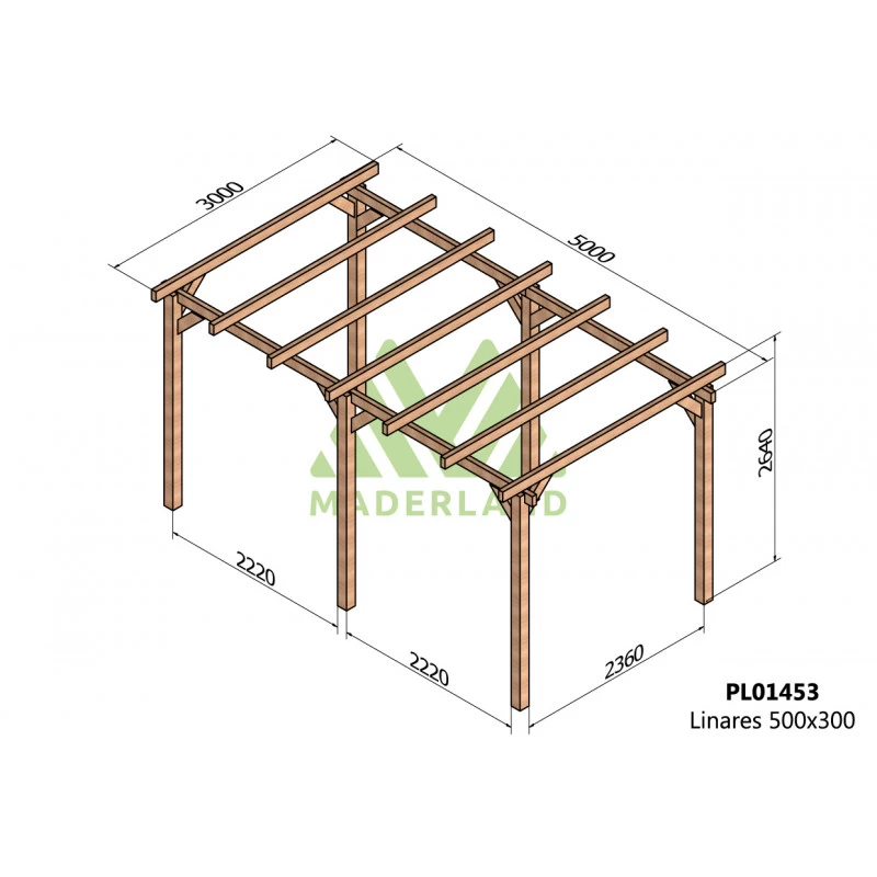 Pergola En Bois Lamellé-collé 500x300cm Linares – Maderland – Image 2