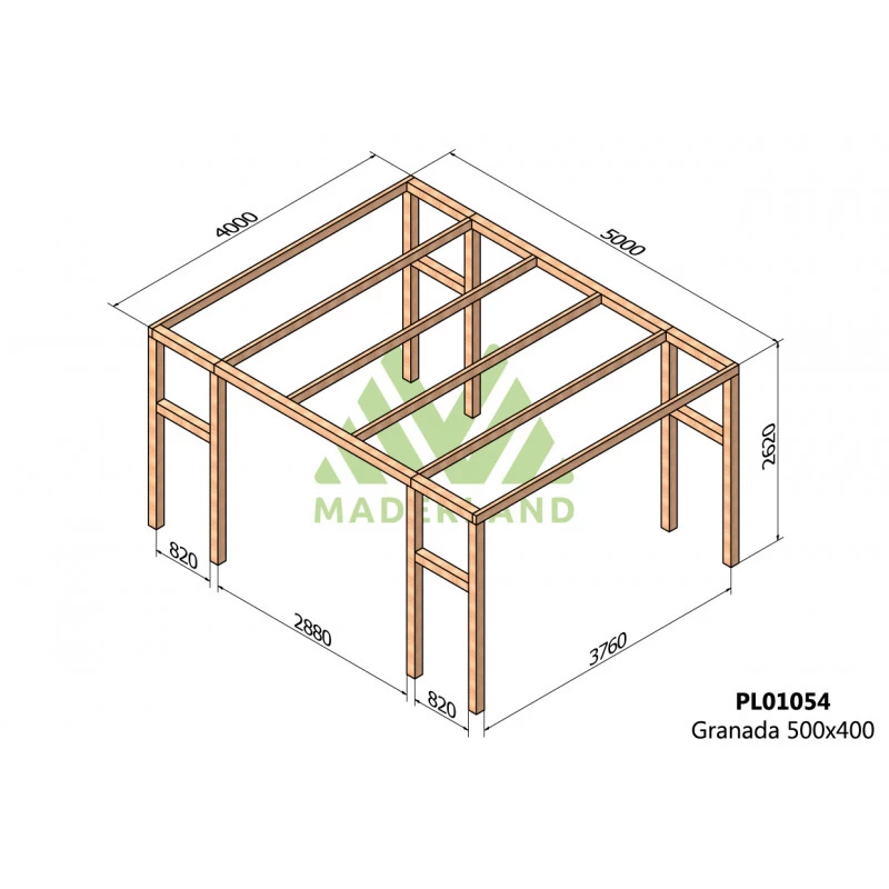 Pergola En Bois Lamellé-collé 500x400cm Granada – Maderland – Image 2