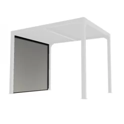 Rideau En PVC Tissé Gris Pour Côté 2,40m De La Pergola Bioclimatique Alu 7,20m² Habrita