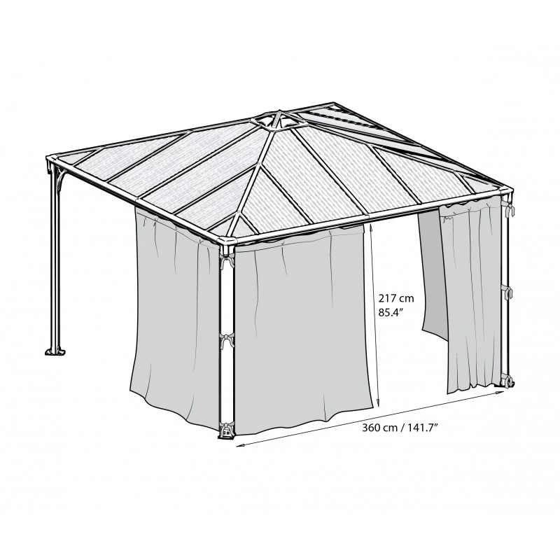 Set De 4 Rideaux Pour Tonnelle 3x3m Et 3,6x3,6m En Alu Gris Palram - Canopia – Image 2