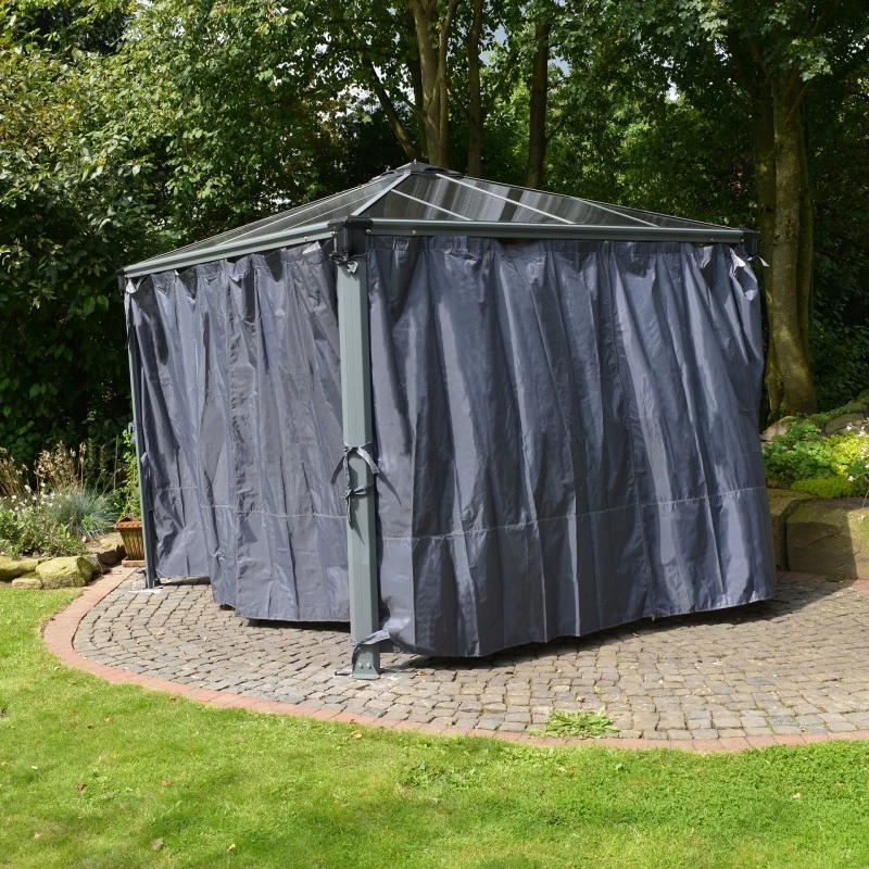 Set De 4 Rideaux Pour Tonnelle 3x3m Et 3,6x3,6m En Alu Gris Palram - Canopia – Image 3