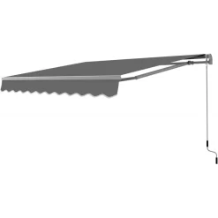 Store Banne Manuel 350x250cm EASY Toile Polyester Grise - X-METAL