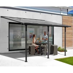 Toit De Terrasse 15,38m² Aluminium Anthracite Et Polycarbonate Habrita