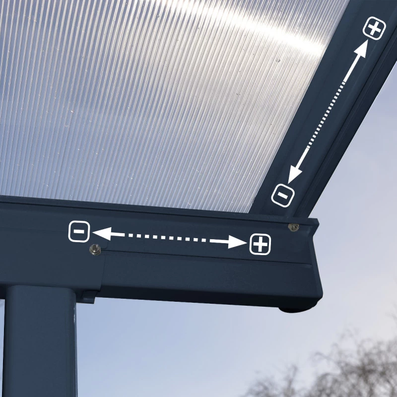 Toit De Terrasse 224x224cm En Aluminium Gris Et Polycarbonate 6mm SIERRA - Canopia By Palram – Image 5