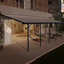 Toit De Terrasse 300x851cm En Aluminium Gris Et Polycarbonate 8mm FERIA - Canopia By Palram