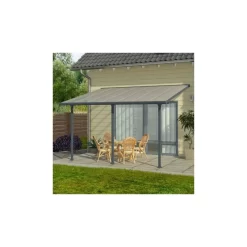 Toit De Terrasse 300x900cm En Alu Gris Anthracite Et Polycarbonate 8mm PATIO
