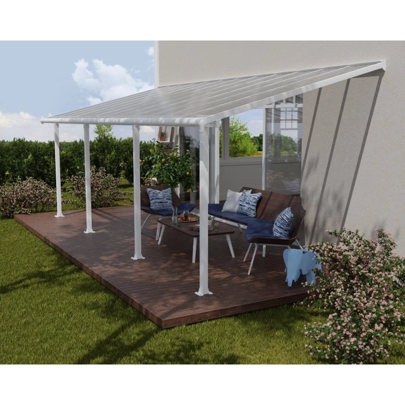 Toit De Terrasse En Aluminium Blanc 3x7,30m + PC 16mm Olympia - Palram - Canopia
