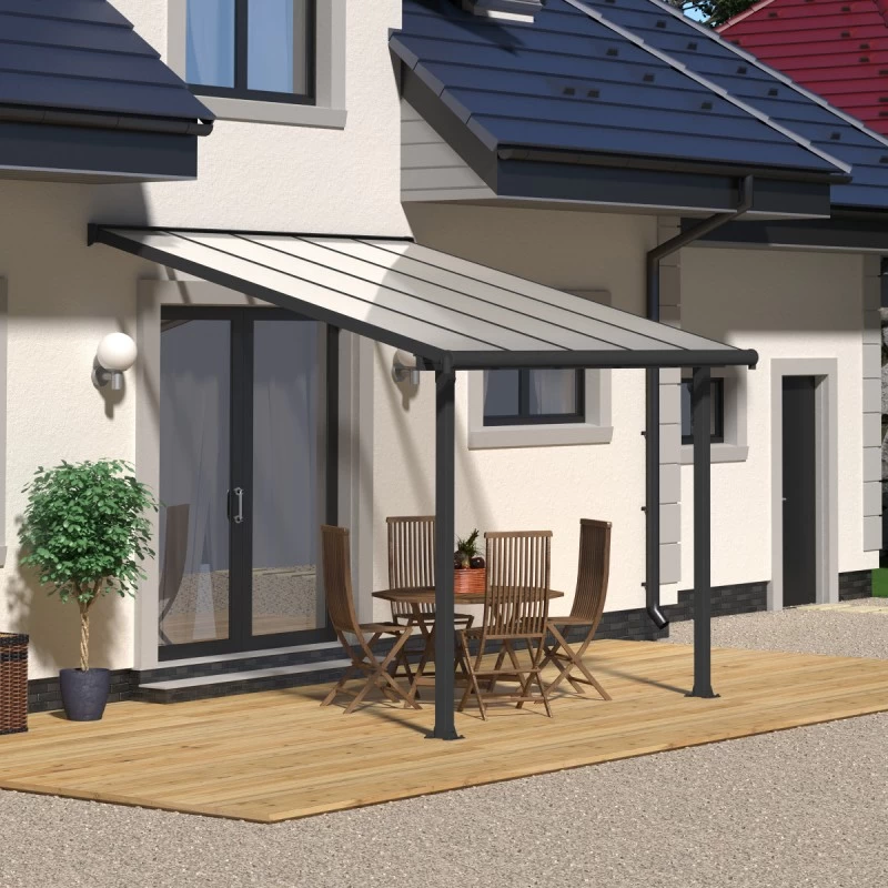 Toit De Terrasse En Aluminium Gris 3x3,05m Et PC 16mm Olympia - Palram - Canopia